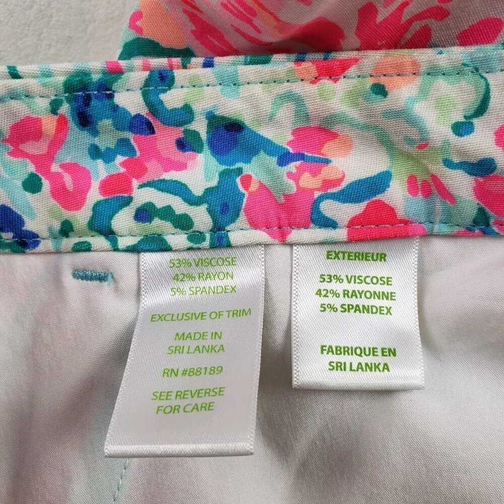 Lilly Pulitzer Alina Pant Women 0 Slim Blue Pink Floral Ankle Serene Blue Gypsea - Picture 7 of 11
